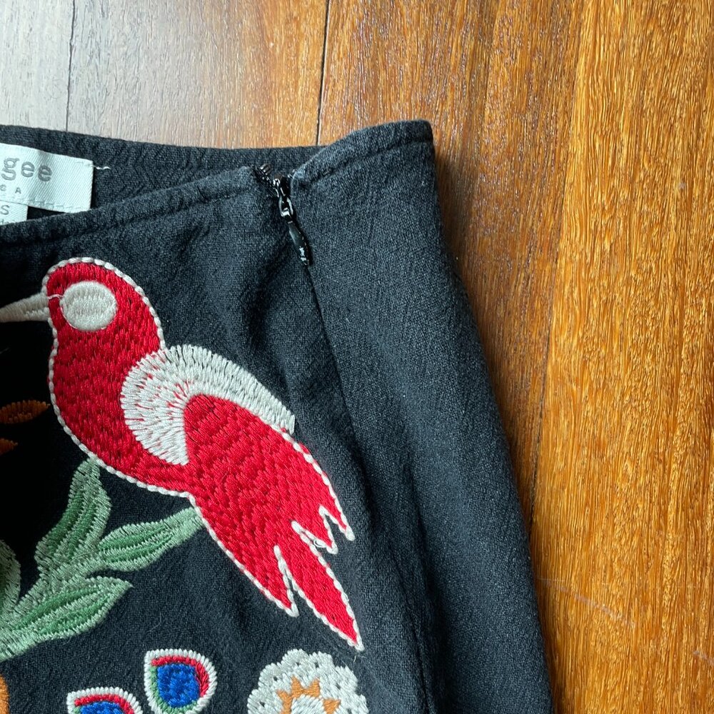 Umgee Sz S Black Floral Embroidered Mini Skirt - Picture 4 of 7